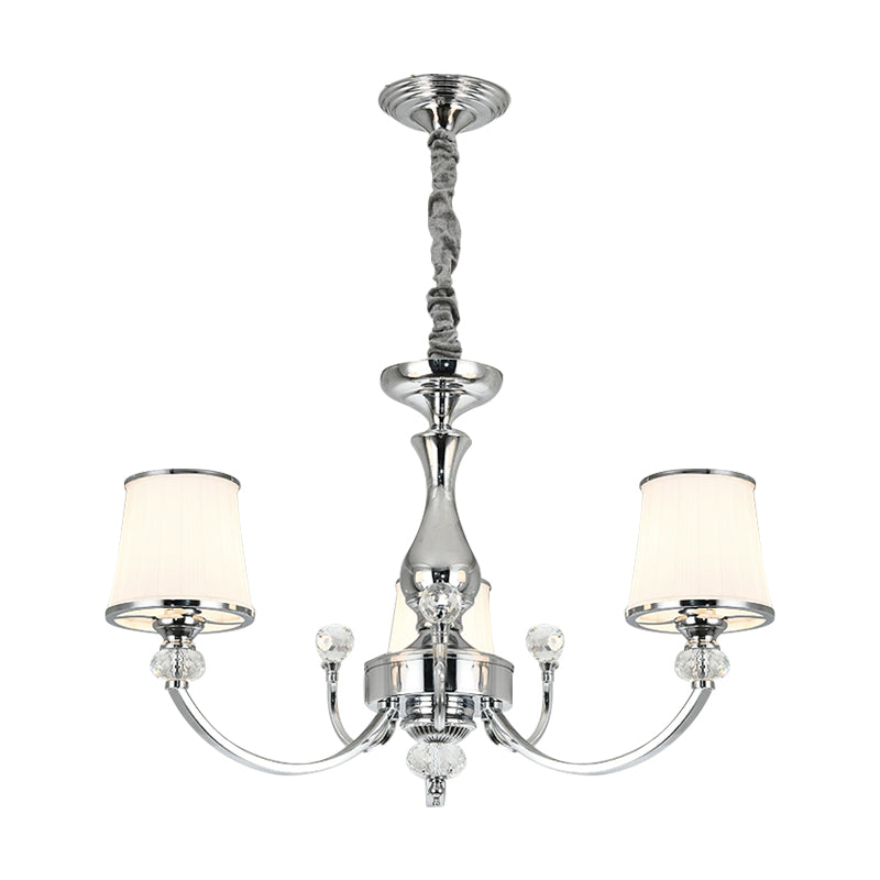 Opal Glass Cone Ceiling Hang Fixture Modernist 3/6 Lights Chrome/Gold Pendant Chandelier with Curved Arm Clearhalo 'Ceiling Lights' 'Chandeliers' 'Modern Chandeliers' 'Modern' Lighting' 1711346