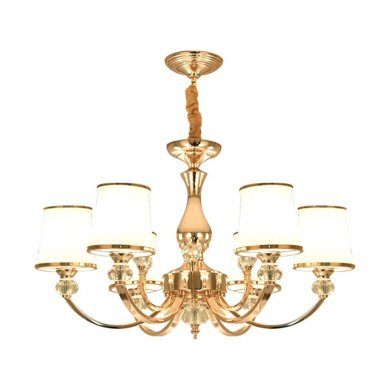 Opal Glass Cone Ceiling Hang Fixture Modernist 3/6 Lights Chrome/Gold Pendant Chandelier with Curved Arm Clearhalo 'Ceiling Lights' 'Chandeliers' 'Modern Chandeliers' 'Modern' Lighting' 1711359