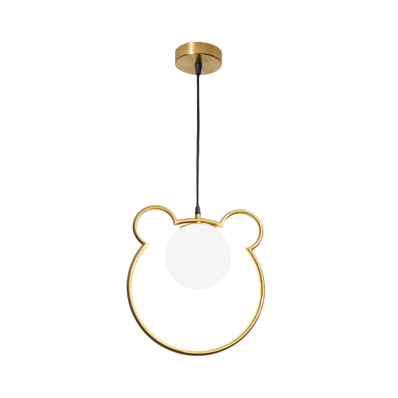 Bear/Loving Heart Frame Pendulum Light Modernist Metallic Single Head Parlor Hanging Lamp Kit in Brass Clearhalo 'Ceiling Lights' 'Pendant Lights' 'Pendants' Lighting' 1711466