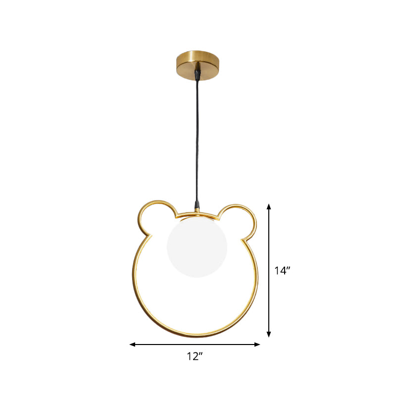 Bear/Loving Heart Frame Pendulum Light Modernist Metallic Single Head Parlor Hanging Lamp Kit in Brass Clearhalo 'Ceiling Lights' 'Pendant Lights' 'Pendants' Lighting' 1711468