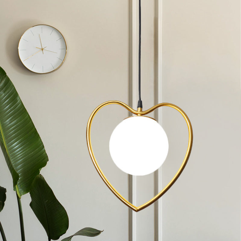 Bear/Loving Heart Frame Pendulum Light Modernist Metallic Single Head Parlor Hanging Lamp Kit in Brass Brass Loving Heart Clearhalo 'Ceiling Lights' 'Pendant Lights' 'Pendants' Lighting' 1711469_3383d425-98b8-4e2e-9248-c06451f85b6f