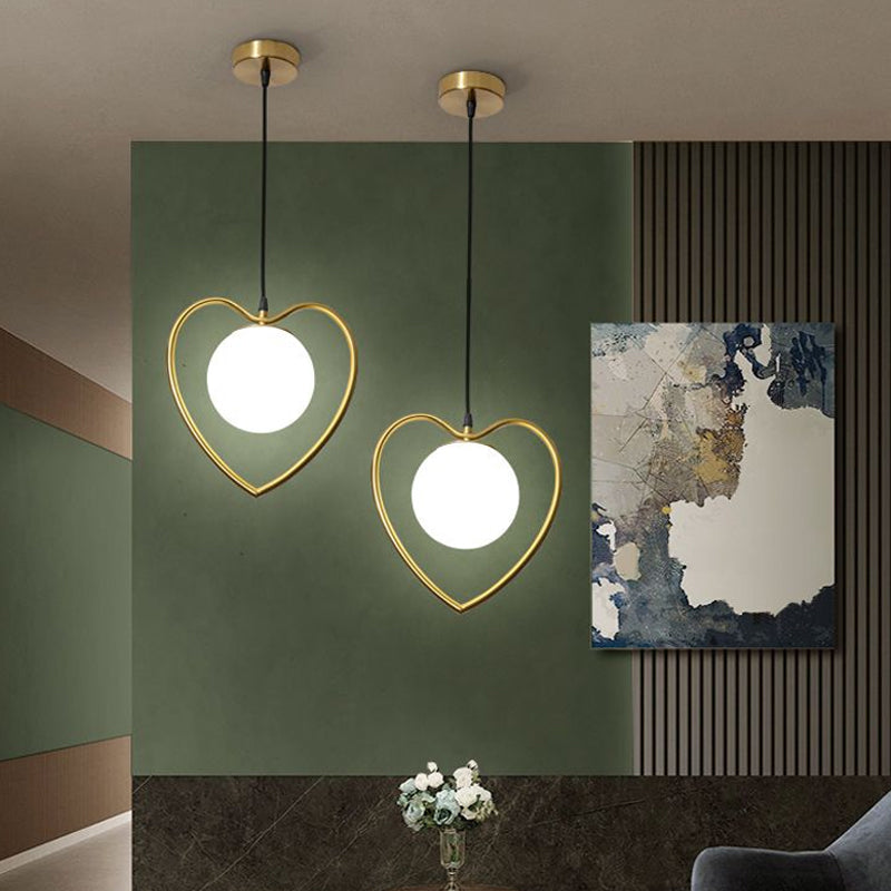 Bear/Loving Heart Frame Pendulum Light Modernist Metallic Single Head Parlor Hanging Lamp Kit in Brass Clearhalo 'Ceiling Lights' 'Pendant Lights' 'Pendants' Lighting' 1711470