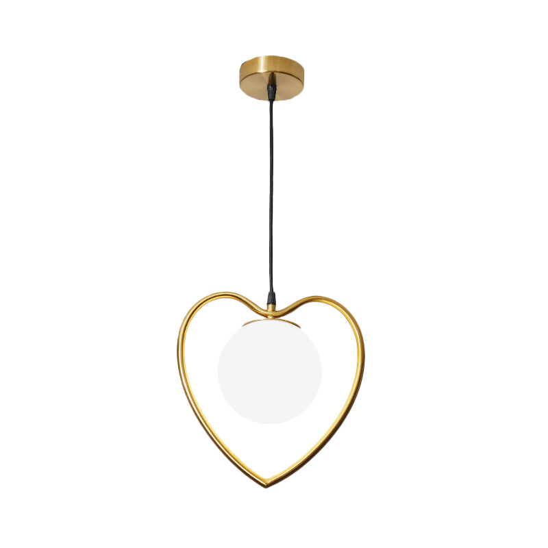 Bear/Loving Heart Frame Pendulum Light Modernist Metallic Single Head Parlor Hanging Lamp Kit in Brass Clearhalo 'Ceiling Lights' 'Pendant Lights' 'Pendants' Lighting' 1711471