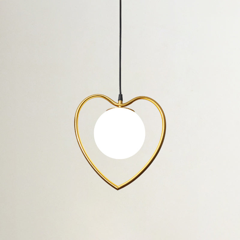 Bear/Loving Heart Frame Pendulum Light Modernist Metallic Single Head Parlor Hanging Lamp Kit in Brass Clearhalo 'Ceiling Lights' 'Pendant Lights' 'Pendants' Lighting' 1711472