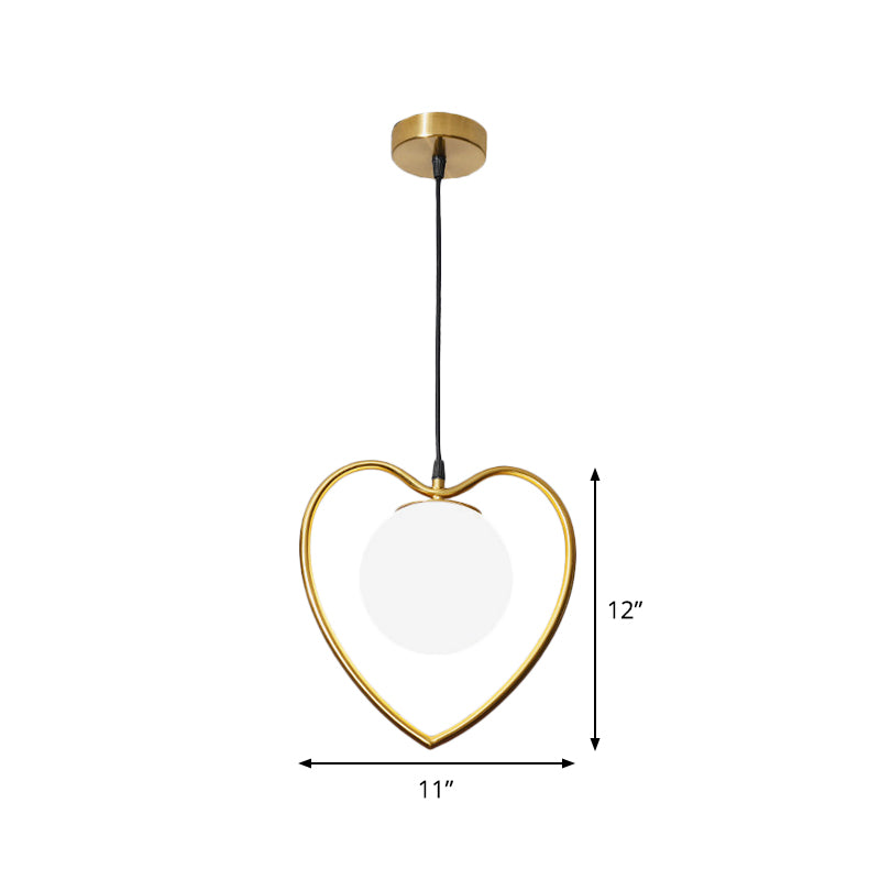 Bear/Loving Heart Frame Pendulum Light Modernist Metallic Single Head Parlor Hanging Lamp Kit in Brass Clearhalo 'Ceiling Lights' 'Pendant Lights' 'Pendants' Lighting' 1711473