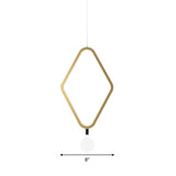 Gold Rhombus Hanging Pendant Light Simplicity 1 Light Metallic Suspension Lamp in Warm/White Light with Exposed Bulb Design Clearhalo 'Ceiling Lights' 'Modern Pendants' 'Modern' 'Pendant Lights' 'Pendants' Lighting' 1711485