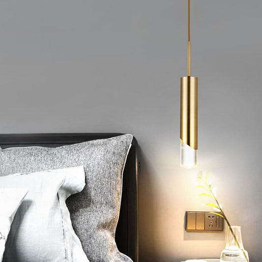 Tubular Suspension Pendant Modernist Metal 1 Bulb Bedroom Hanging Ceiling Light in Gold Gold Clearhalo 'Ceiling Lights' 'Modern Pendants' 'Modern' 'Pendant Lights' 'Pendants' Lighting' 1711490