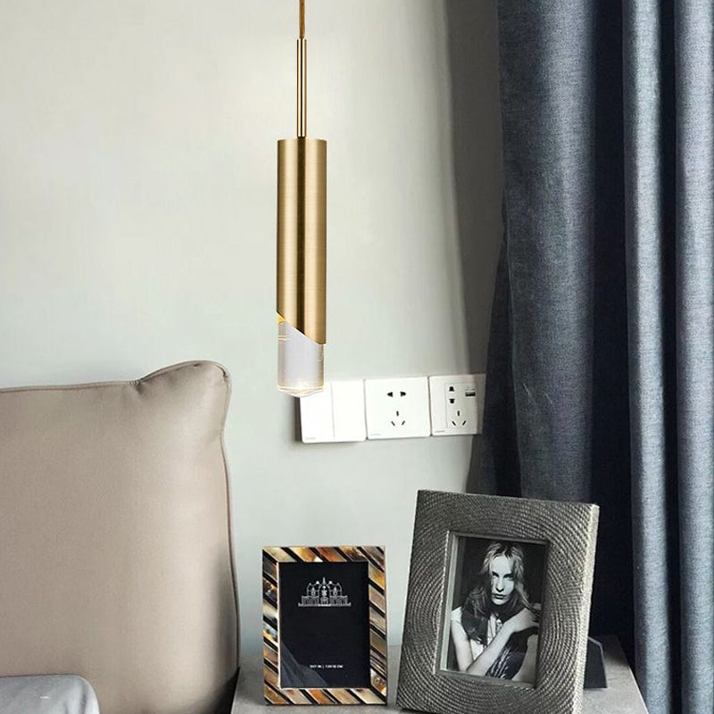 Tubular Suspension Pendant Modernist Metal 1 Bulb Bedroom Hanging Ceiling Light in Gold Clearhalo 'Ceiling Lights' 'Modern Pendants' 'Modern' 'Pendant Lights' 'Pendants' Lighting' 1711491