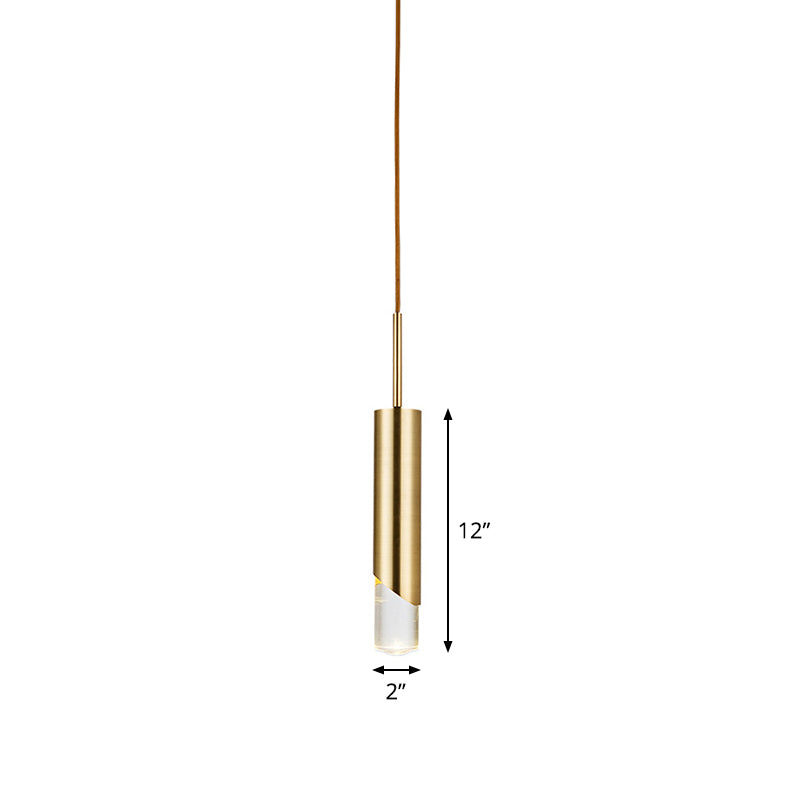 Tubular Suspension Pendant Modernist Metal 1 Bulb Bedroom Hanging Ceiling Light in Gold Clearhalo 'Ceiling Lights' 'Modern Pendants' 'Modern' 'Pendant Lights' 'Pendants' Lighting' 1711493