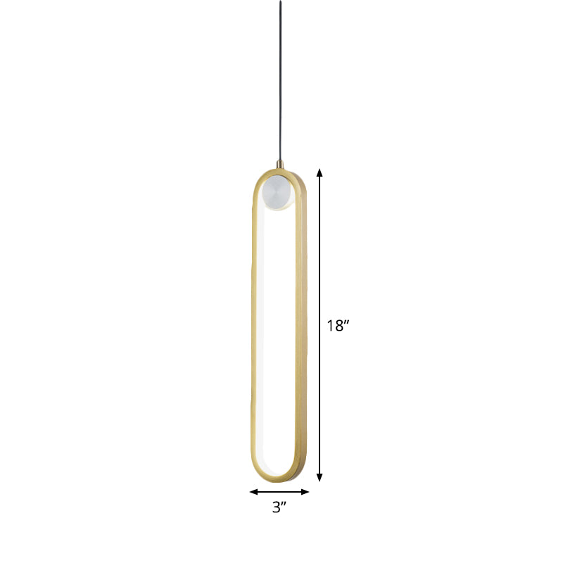 Simplicity Elliptical Pendant Lamp Metal LED Bedroom Hanging Light Kit in Gold, Warm/White Light Clearhalo 'Ceiling Lights' 'Modern Pendants' 'Modern' 'Pendant Lights' 'Pendants' Lighting' 1711497