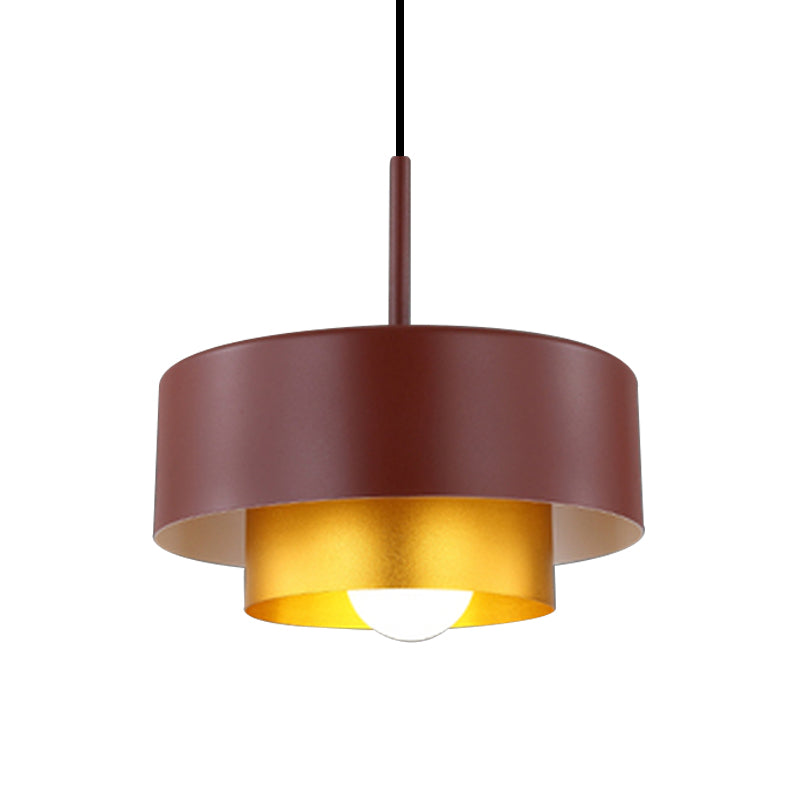 Tiered Drum Suspension Lamp Modern Metal 1 Bulb Black/Brown Ceiling Pendant Light for Dining Room with Acrylic Diffuser Clearhalo 'Ceiling Lights' 'Modern Pendants' 'Modern' 'Pendant Lights' 'Pendants' Lighting' 171151