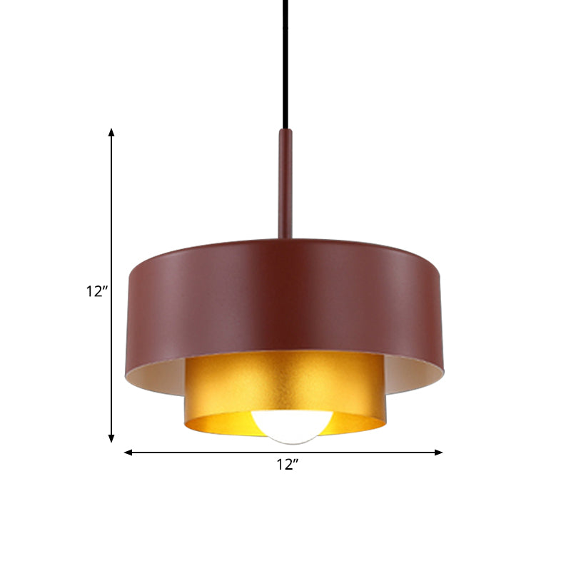 Tiered Drum Suspension Lamp Modern Metal 1 Bulb Black/Brown Ceiling Pendant Light for Dining Room with Acrylic Diffuser Clearhalo 'Ceiling Lights' 'Modern Pendants' 'Modern' 'Pendant Lights' 'Pendants' Lighting' 171152