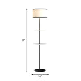 1 Head Drum Floor Light Traditional White Fabric Standing Floor Lamp with Shelves Design Clearhalo 'Floor Lamps' 'Lamps' Lighting' 1711624