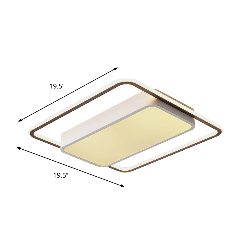 Square Flush Light Fixture Modernist Acrylic LED White Flush Mount Lamp with Iron Canopy Clearhalo 'Ceiling Lights' 'Close To Ceiling Lights' 'Close to ceiling' 'Flush mount' Lighting' 1711768