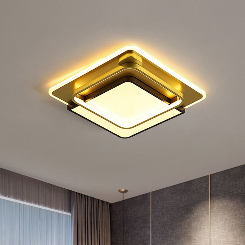 Minimalist LED Flush Ceiling Light with Acrylic Shade Black and Gold Square Flush Mount Black-Gold Clearhalo 'Ceiling Lights' 'Close To Ceiling Lights' 'Close to ceiling' 'Flush mount' Lighting' 1711769