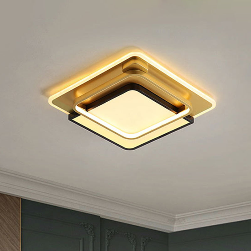 Minimalist LED Flush Ceiling Light with Acrylic Shade Black and Gold Square Flush Mount Clearhalo 'Ceiling Lights' 'Close To Ceiling Lights' 'Close to ceiling' 'Flush mount' Lighting' 1711770