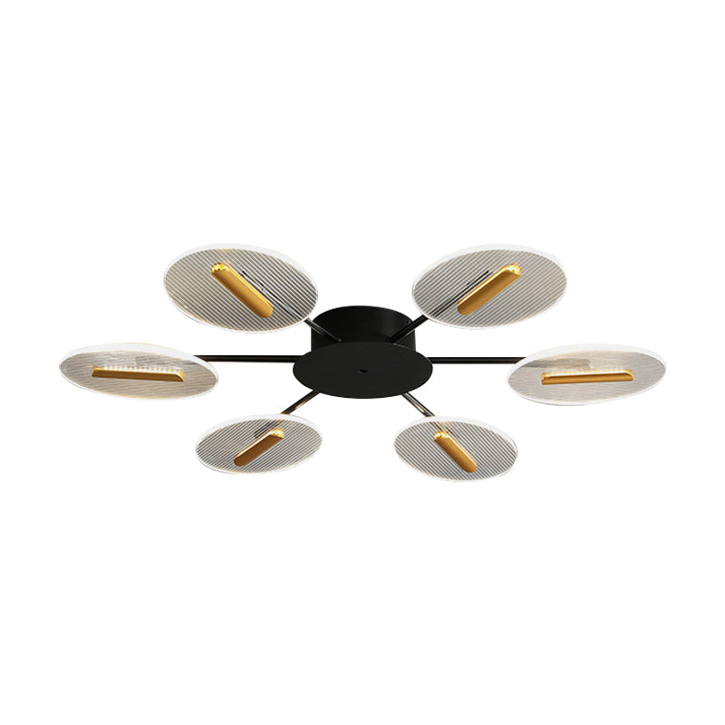 Acrylic Oval Semi Flush Light Nordic 6 Lights Black Flush mount with Adjustable Shade Clearhalo 'Ceiling Lights' 'Close To Ceiling Lights' 'Close to ceiling' 'Semi-flushmount' Lighting' 1711778