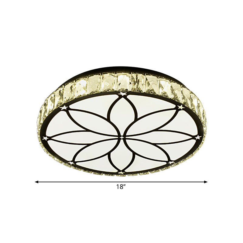 Circle Parlor Flush Mount Lamp Crystal Block LED Modernism Ceiling Light with Bloom Pattern in White Clearhalo 'Ceiling Lights' 'Close To Ceiling Lights' 'Close to ceiling' 'Flush mount' Lighting' 1711788