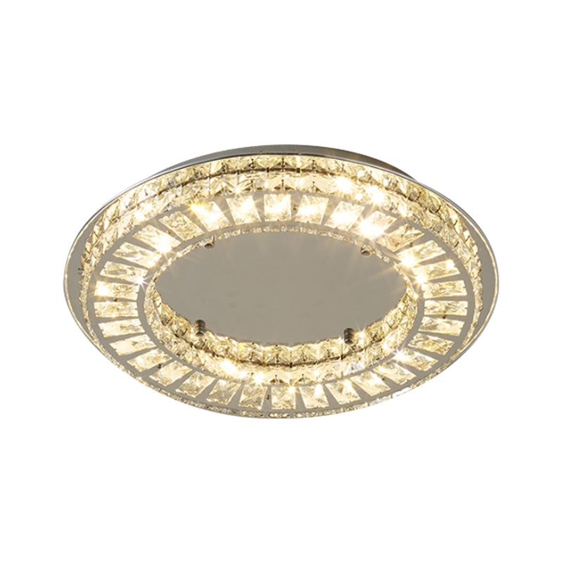 Circular Parlor Flush Lamp Fixture Crystal Rectangle LED Contemporary Ceiling Mounted Light in Chrome Clearhalo 'Ceiling Lights' 'Close To Ceiling Lights' 'Close to ceiling' 'Flush mount' Lighting' 1711795