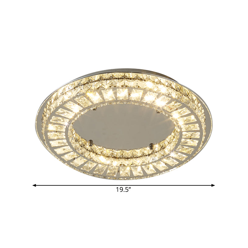 Circular Parlor Flush Lamp Fixture Crystal Rectangle LED Contemporary Ceiling Mounted Light in Chrome Clearhalo 'Ceiling Lights' 'Close To Ceiling Lights' 'Close to ceiling' 'Flush mount' Lighting' 1711796