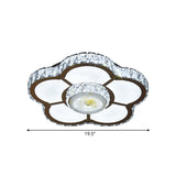 Simple LED Semi Flush Mount Light Chrome Flower Ceiling Lamp with Beveled Crystal Shade Clearhalo 'Ceiling Lights' 'Close To Ceiling Lights' 'Close to ceiling' 'Semi-flushmount' Lighting' 1711828