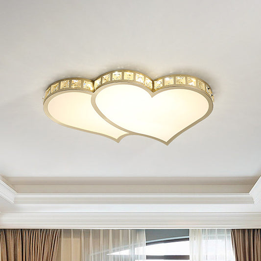 Gold LED Loving Heart Ceiling Flush Contemporary Crystal Block Flush Mount Lighting Fixture Gold Clearhalo 'Ceiling Lights' 'Close To Ceiling Lights' 'Close to ceiling' 'Flush mount' Lighting' 1711857