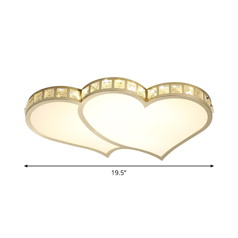 Gold LED Loving Heart Ceiling Flush Contemporary Crystal Block Flush Mount Lighting Fixture Clearhalo 'Ceiling Lights' 'Close To Ceiling Lights' 'Close to ceiling' 'Flush mount' Lighting' 1711860