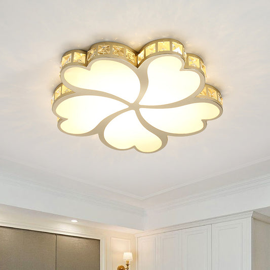 Floral Faceted Crystal Flush Mount Modernism LED Gold Ceiling Lighting for Sleeping Room Gold Clearhalo 'Ceiling Lights' 'Close To Ceiling Lights' 'Close to ceiling' 'Flush mount' Lighting' 1711861