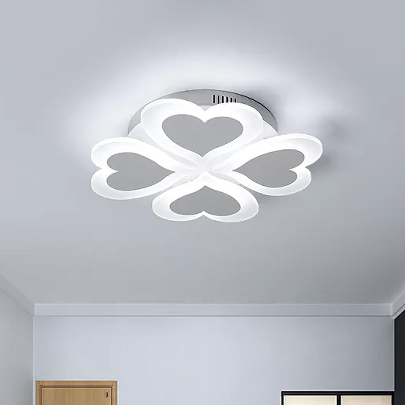 Clover Ceiling Lighting Modernism Acrylic Sleeping Room LED Flush Mount Fixture in White White Clearhalo 'Ceiling Lights' 'Close To Ceiling Lights' 'Close to ceiling' 'Flush mount' Lighting' 1711917