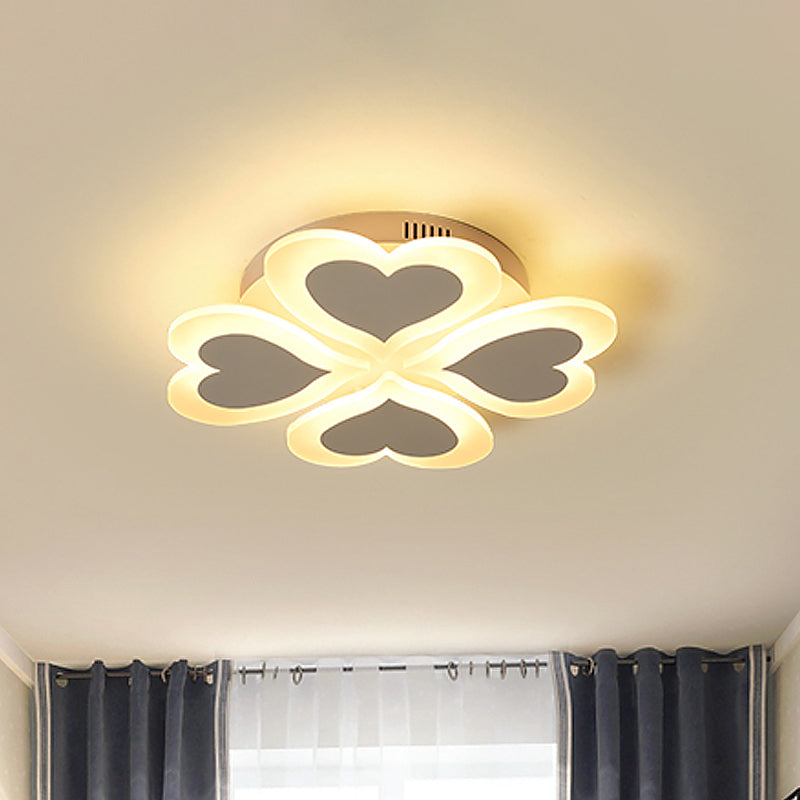 Clover Ceiling Lighting Modernism Acrylic Sleeping Room LED Flush Mount Fixture in White Clearhalo 'Ceiling Lights' 'Close To Ceiling Lights' 'Close to ceiling' 'Flush mount' Lighting' 1711918