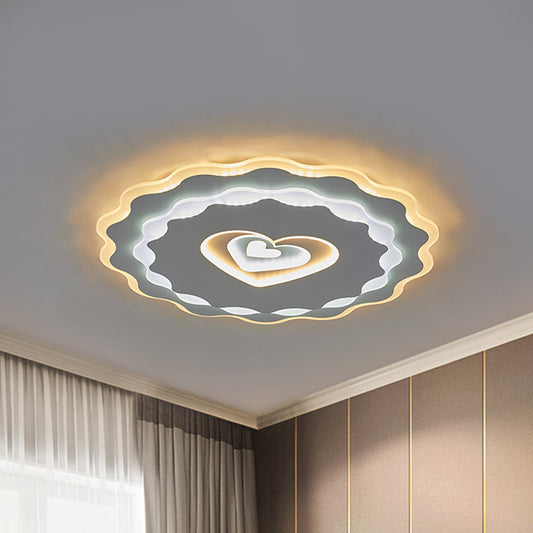 LED Parlor Flush Light Fixture Nordic White Ceiling Flush Mount with Loving Heart Acrylic Shade White Clearhalo 'Ceiling Lights' 'Close To Ceiling Lights' 'Close to ceiling' 'Flush mount' Lighting' 1711921