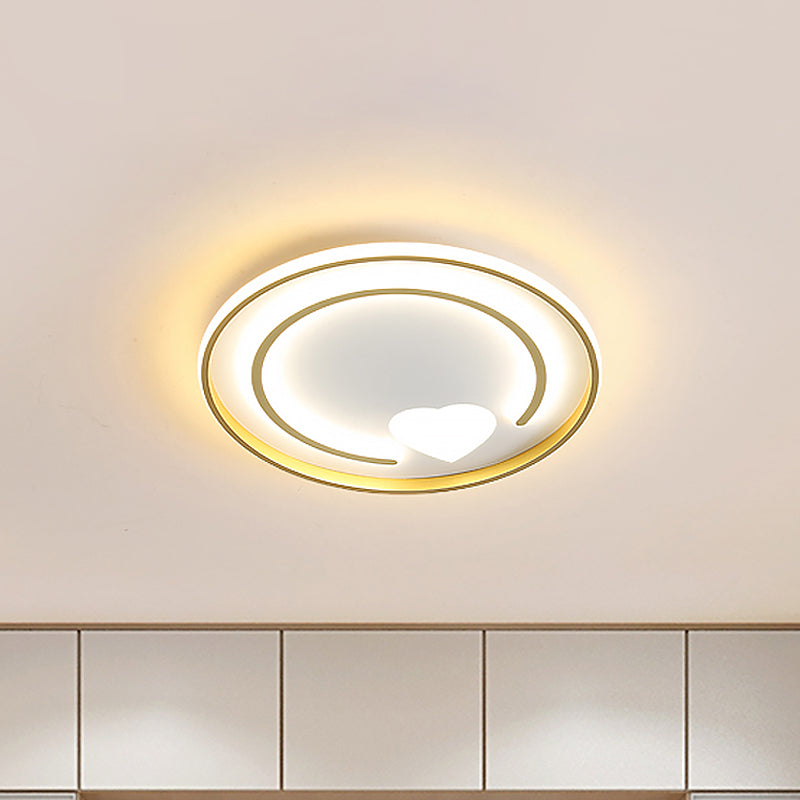 Circle and Heart Flush Mount Lighting Modernist Acrylic Gold Ceiling Light Fixture Clearhalo 'Ceiling Lights' 'Close To Ceiling Lights' 'Close to ceiling' 'Flush mount' Lighting' 1711930