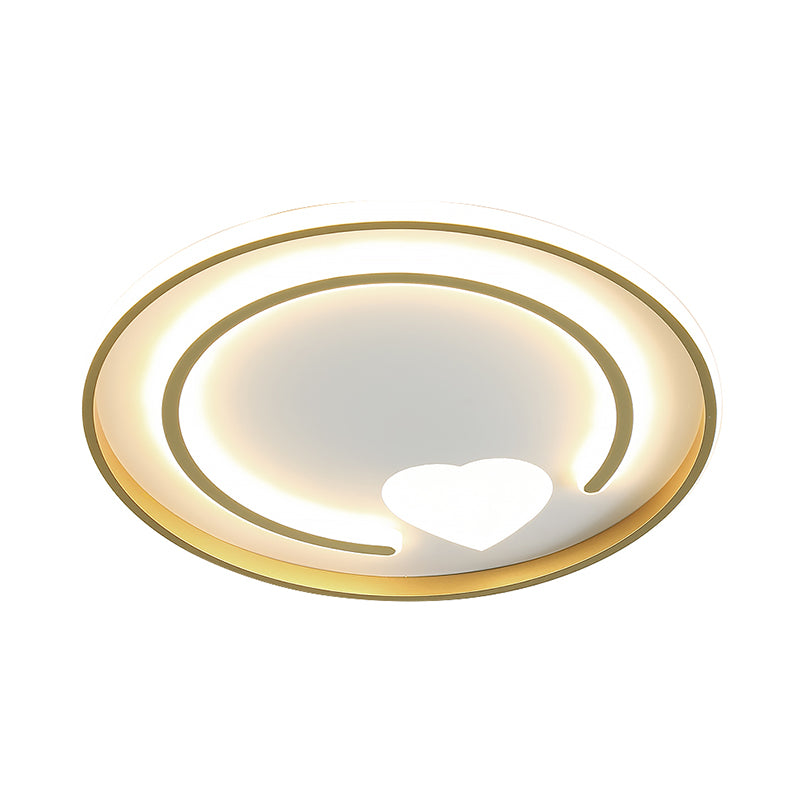 Circle and Heart Flush Mount Lighting Modernist Acrylic Gold Ceiling Light Fixture Clearhalo 'Ceiling Lights' 'Close To Ceiling Lights' 'Close to ceiling' 'Flush mount' Lighting' 1711931