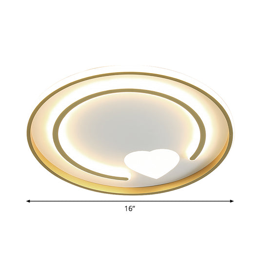 Circle and Heart Flush Mount Lighting Modernist Acrylic Gold Ceiling Light Fixture Clearhalo 'Ceiling Lights' 'Close To Ceiling Lights' 'Close to ceiling' 'Flush mount' Lighting' 1711932