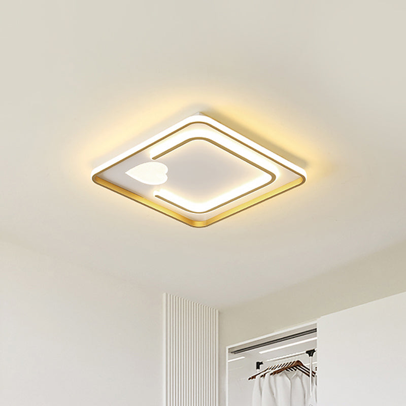 Acrylic Square Ceiling Light Contemporary LED Flush Mount Lamp with Loving Heart Design in White Clearhalo 'Ceiling Lights' 'Close To Ceiling Lights' 'Close to ceiling' 'Flush mount' Lighting' 1711934