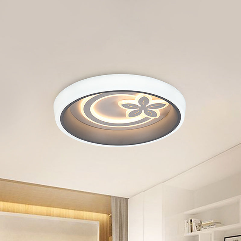 Round Close to Ceiling Lighting Nordic Acrylic Dining Room LED Flush Mount Light with Flower Design in White White Clearhalo 'Ceiling Lights' 'Close To Ceiling Lights' 'Close to ceiling' 'Flush mount' Lighting' 1711941