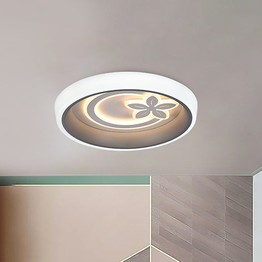 Round Close to Ceiling Lighting Nordic Acrylic Dining Room LED Flush Mount Light with Flower Design in White Clearhalo 'Ceiling Lights' 'Close To Ceiling Lights' 'Close to ceiling' 'Flush mount' Lighting' 1711942