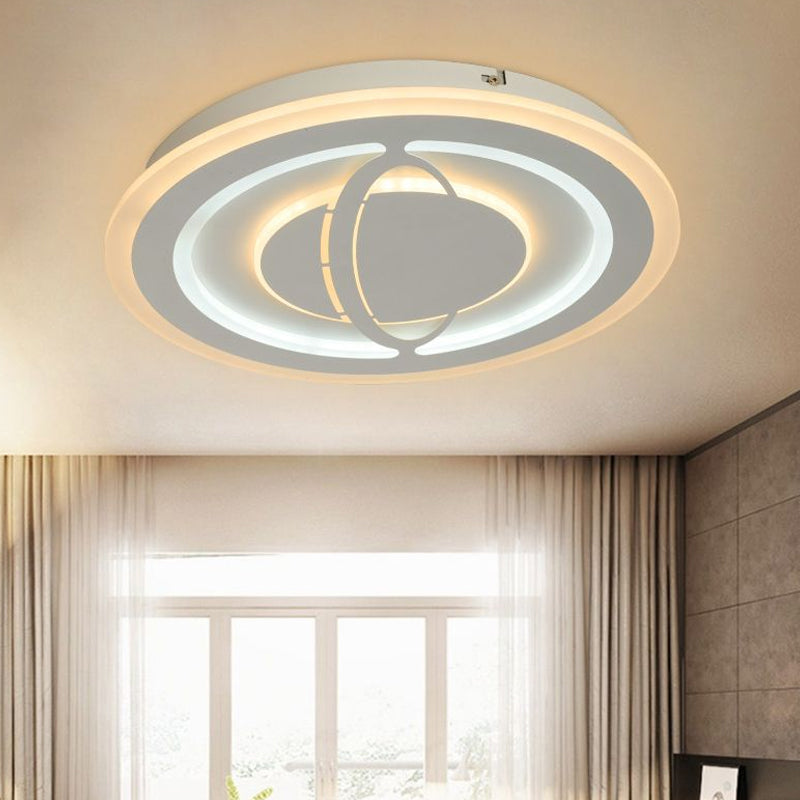 LED Parlor Ceiling Flush Mount Modern White Flushmount Lighting with Planet Acrylic Shade White Clearhalo 'Ceiling Lights' 'Close To Ceiling Lights' 'Close to ceiling' 'Flush mount' Lighting' 1711945