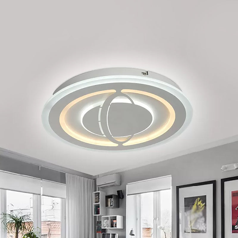 LED Parlor Ceiling Flush Mount Modern White Flushmount Lighting with Planet Acrylic Shade Clearhalo 'Ceiling Lights' 'Close To Ceiling Lights' 'Close to ceiling' 'Flush mount' Lighting' 1711946