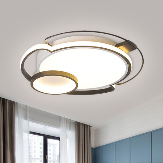 Black Round Flush Light Fixture Contemporary LED Metallic Flush Mount Lamp for Bedroom Black Clearhalo 'Ceiling Lights' 'Close To Ceiling Lights' 'Close to ceiling' 'Flush mount' Lighting' 1711953