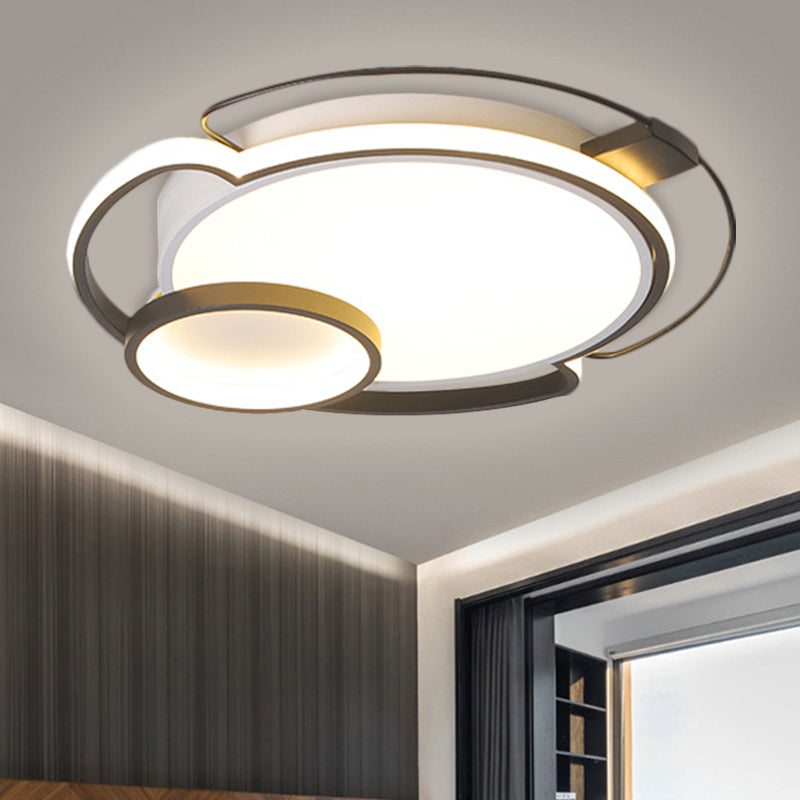 Black Round Flush Light Fixture Contemporary LED Metallic Flush Mount Lamp for Bedroom Clearhalo 'Ceiling Lights' 'Close To Ceiling Lights' 'Close to ceiling' 'Flush mount' Lighting' 1711954