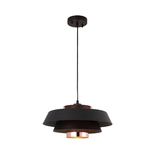 3-Tiered Suspension Pendant Contemporary Metal 1 Bulb Dining Room Ceiling Light in Black/White Clearhalo 'Ceiling Lights' 'Modern Pendants' 'Modern' 'Pendant Lights' 'Pendants' Lighting' 171195