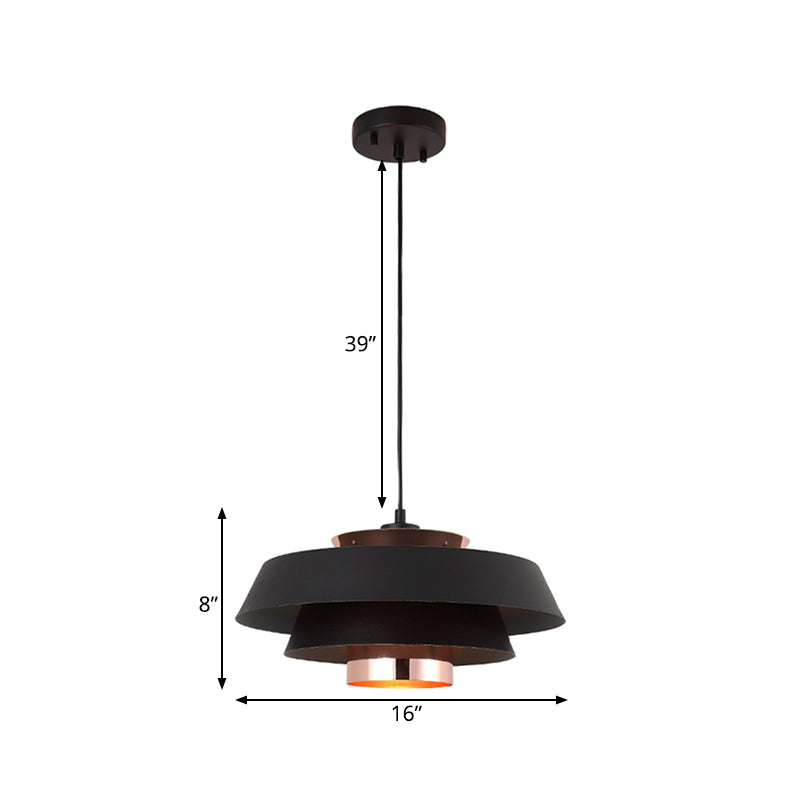 3-Tiered Suspension Pendant Contemporary Metal 1 Bulb Dining Room Ceiling Light in Black/White Clearhalo 'Ceiling Lights' 'Modern Pendants' 'Modern' 'Pendant Lights' 'Pendants' Lighting' 171196