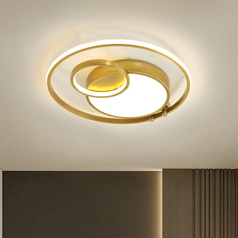 Gold Rounded Flush Mount Lamp Minimalism LED Metallic Flush Ceiling Light for Bedroom Gold Clearhalo 'Ceiling Lights' 'Close To Ceiling Lights' 'Close to ceiling' 'Flush mount' Lighting' 1711973