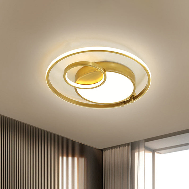 Gold Rounded Flush Mount Lamp Minimalism LED Metallic Flush Ceiling Light for Bedroom Clearhalo 'Ceiling Lights' 'Close To Ceiling Lights' 'Close to ceiling' 'Flush mount' Lighting' 1711974