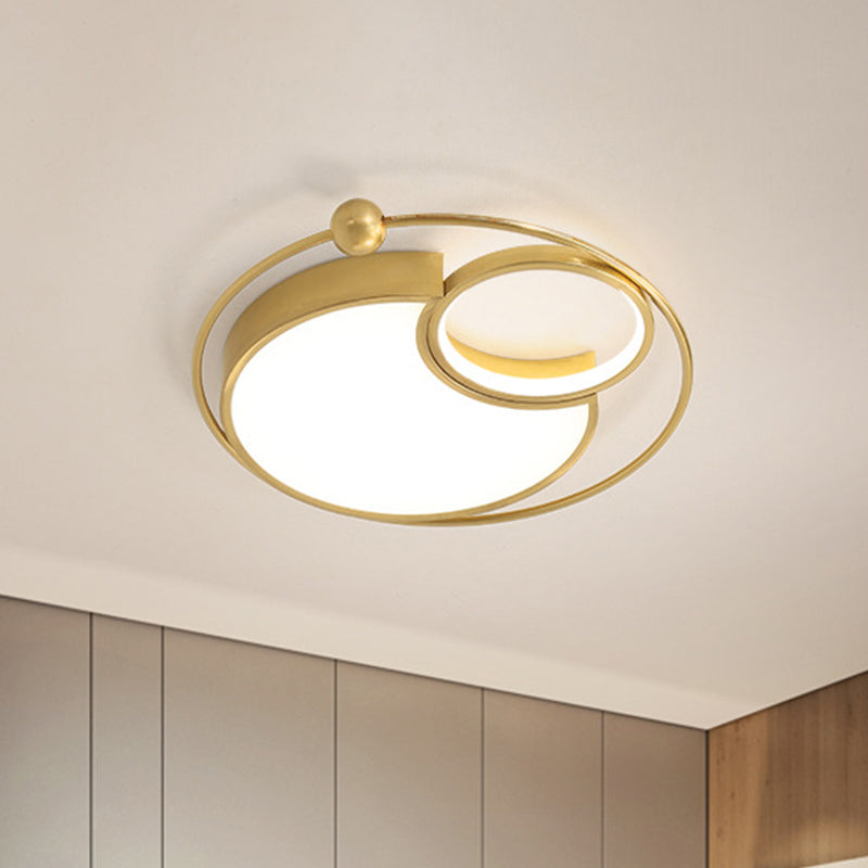 Round Flush Light Fixture Contemporary Metal LED Gold Flush Mount Lighting for Bedroom Gold Clearhalo 'Ceiling Lights' 'Close To Ceiling Lights' 'Close to ceiling' 'Flush mount' Lighting' 1711977