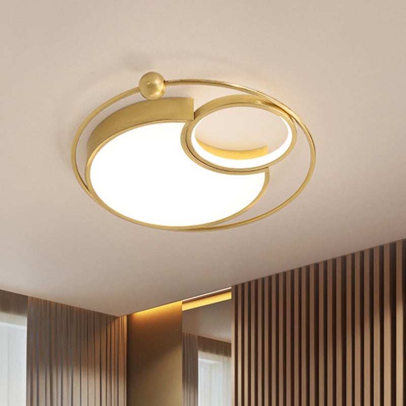 Round Flush Light Fixture Contemporary Metal LED Gold Flush Mount Lighting for Bedroom Clearhalo 'Ceiling Lights' 'Close To Ceiling Lights' 'Close to ceiling' 'Flush mount' Lighting' 1711978