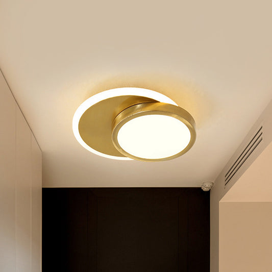 Gold Circular Flush Mount Lamp Contemporary LED Acrylic Close to Ceiling Light for Corridor Gold Clearhalo 'Ceiling Lights' 'Close To Ceiling Lights' 'Close to ceiling' 'Flush mount' Lighting' 1711981