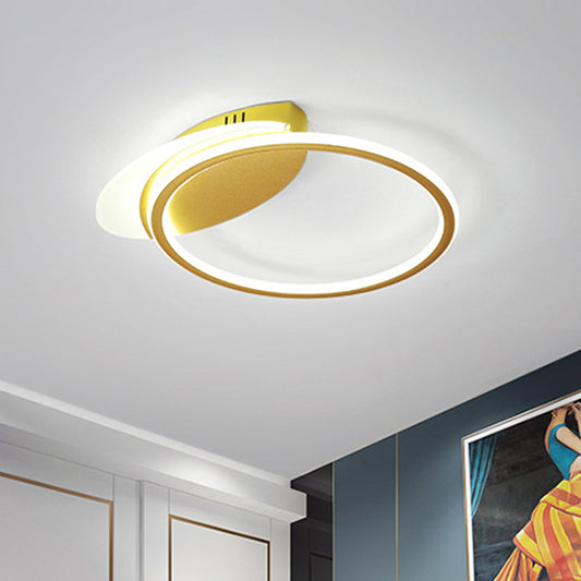 Metallic Round Flush Mount Fixture Minimalist LED Flush Lighting in Gold for Bedroom, White/Warm Light Clearhalo 'Ceiling Lights' 'Close To Ceiling Lights' 'Close to ceiling' 'Flush mount' Lighting' 1711990