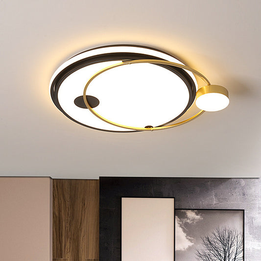 Modernism Round Flush Ceiling Light Metallic LED Bedroom Flush Mount in Black and Gold, Warm/White Light Black-Gold Clearhalo 'Ceiling Lights' 'Close To Ceiling Lights' 'Close to ceiling' 'Flush mount' Lighting' 1711998